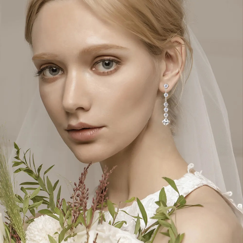 Elegant Crystal Linear Drop Earrings