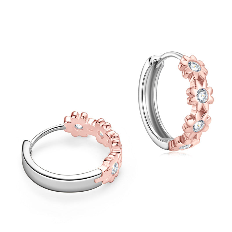 Daisy flower moissanite ear ring