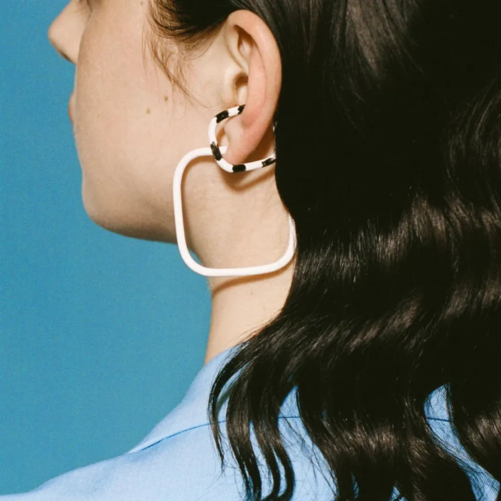Black and White Square Hoop Earrings