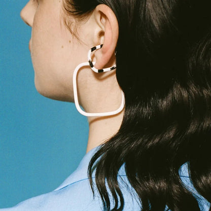Black and White Square Hoop Earrings