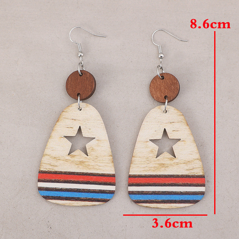 Western Star Cutout Wooden Dangle Earrings
