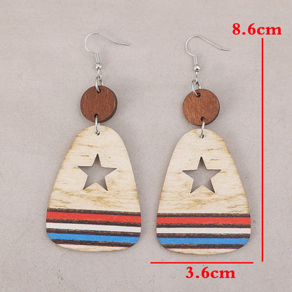 Western Star Cutout Wooden Dangle Earrings