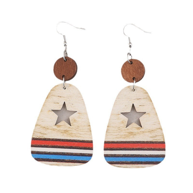 Western Star Cutout Wooden Dangle Earrings