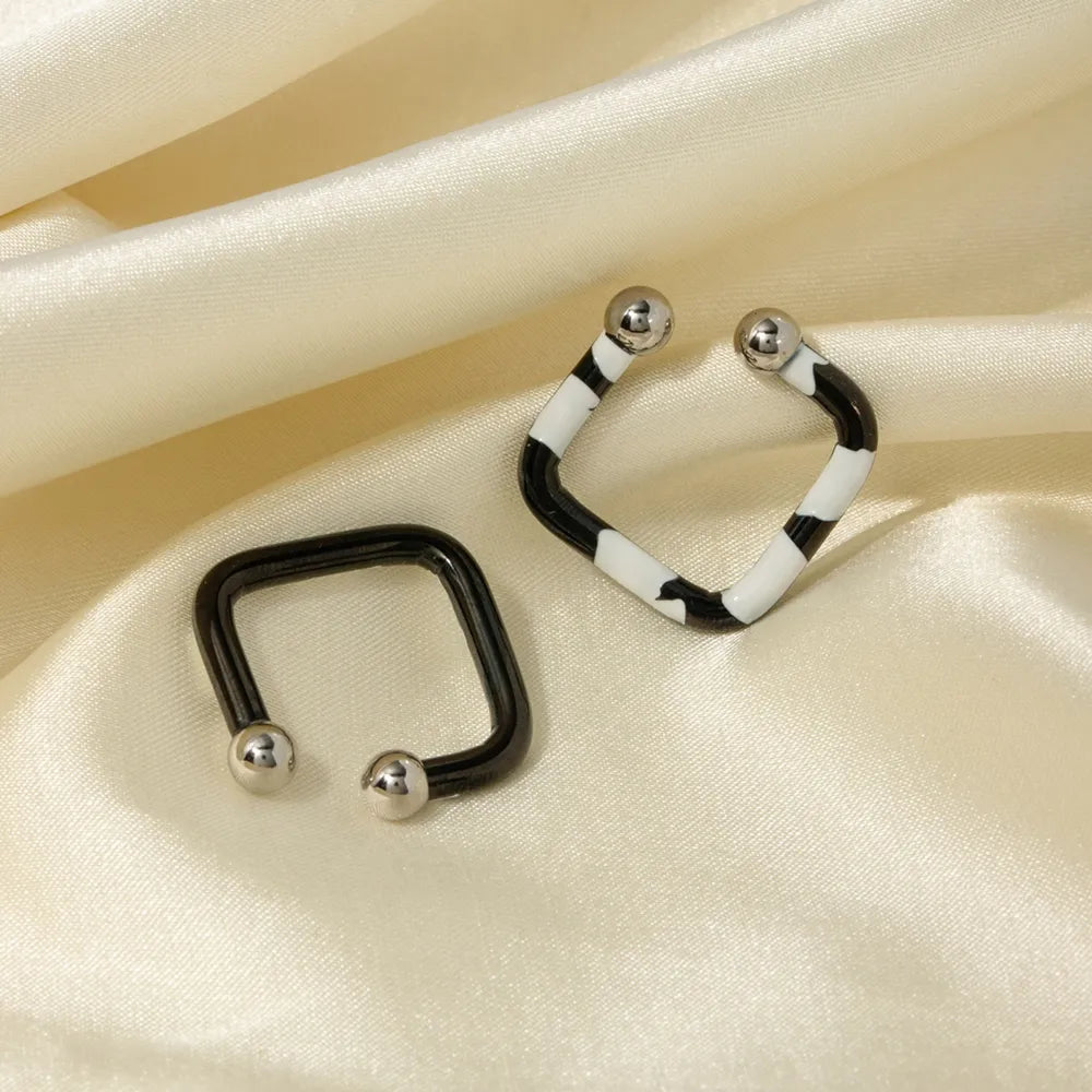 Black and White Square Hoop Earrings